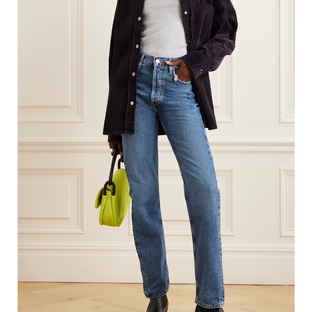 Agolde high rise button boot cut jeans